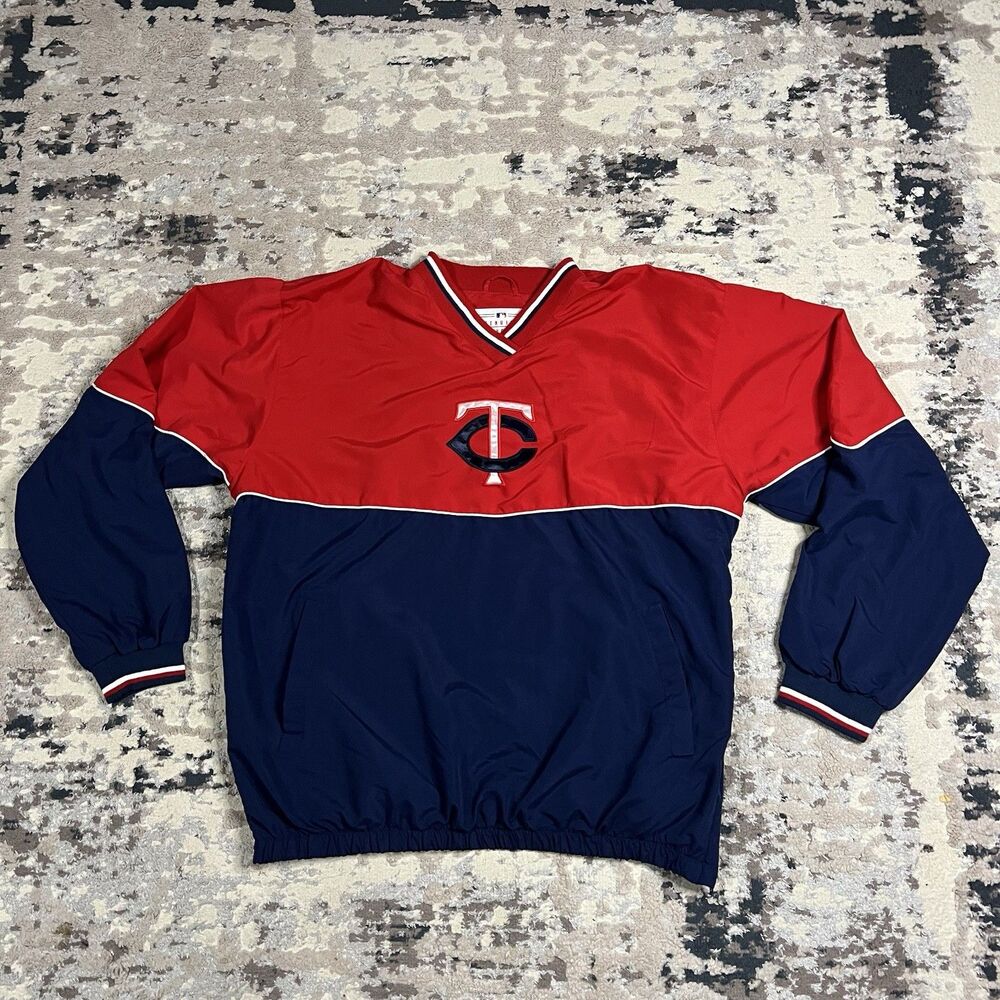 Vintage MLB Genuine Merch Minnesota Twins Windbreaker Jacket Sz L Double Sided